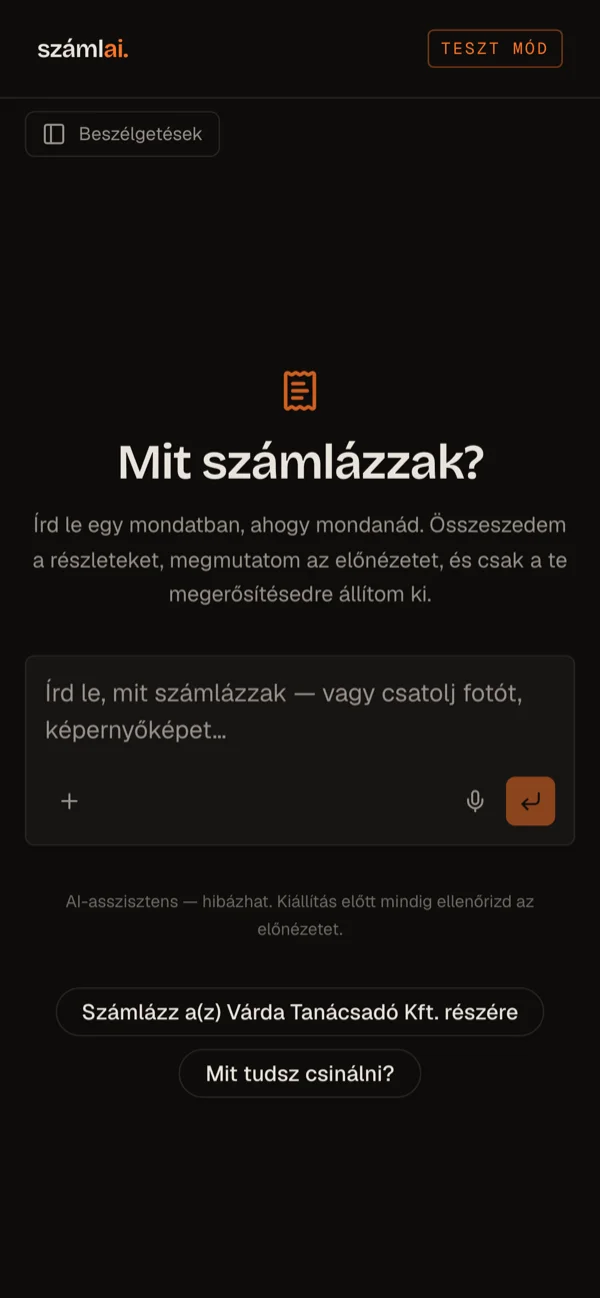 Az asszisztens belépés után: egy mondat, néhány példa, teszt mód
