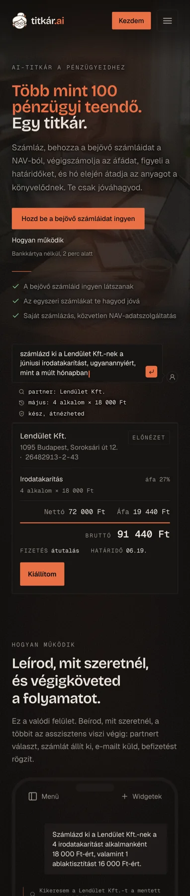 titkar.ai mobilnézet